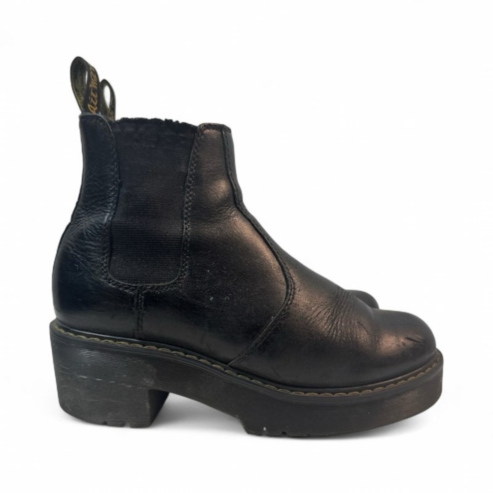 DR. MARTENS BLACK LEATHER PLATFORM ROMETTY BOOTS WOMAN 38 - Picture 5 of 15